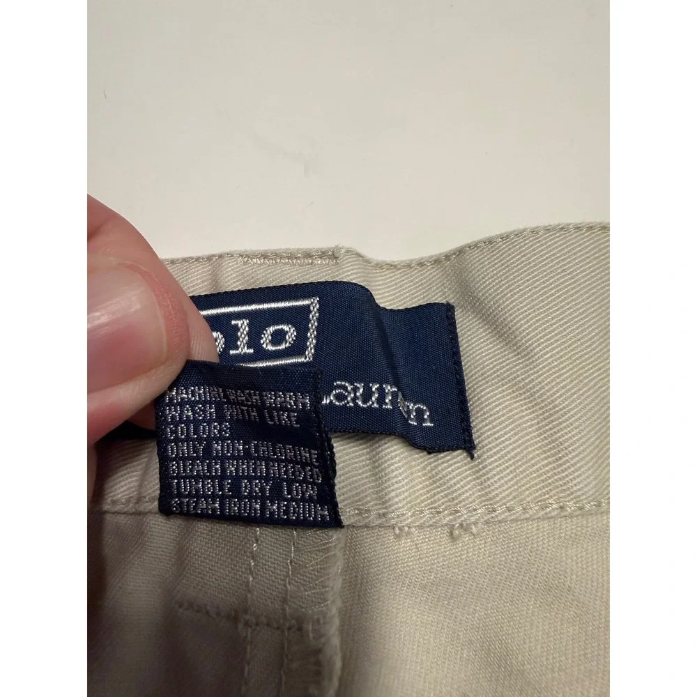 Polo Ralph Lauren Mens Tan Khaki Chino Shorts Cotton Twill Flat Front Size 38